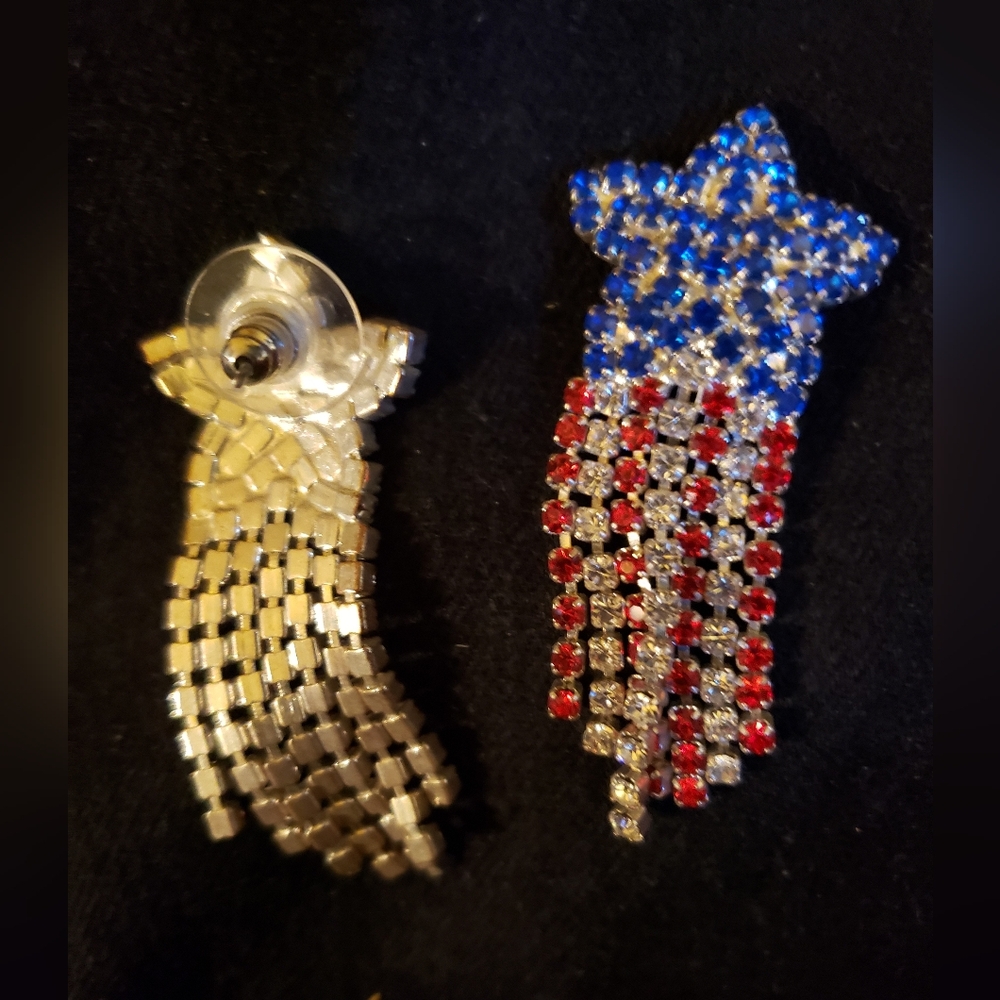 Star-Spangled Rhinestone Earrings - Picture 2 of 4